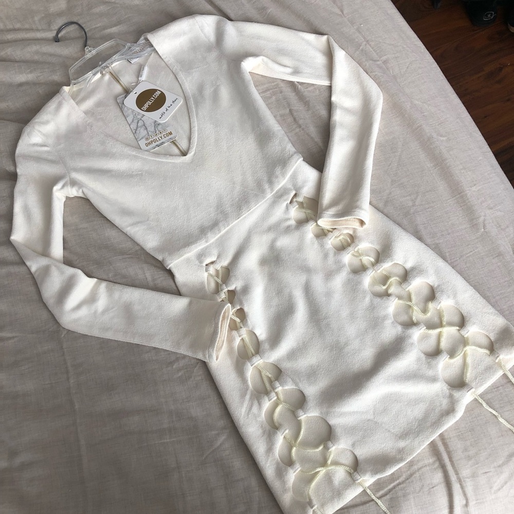 *SOLD* Ivory suede OhPolly lace up dress